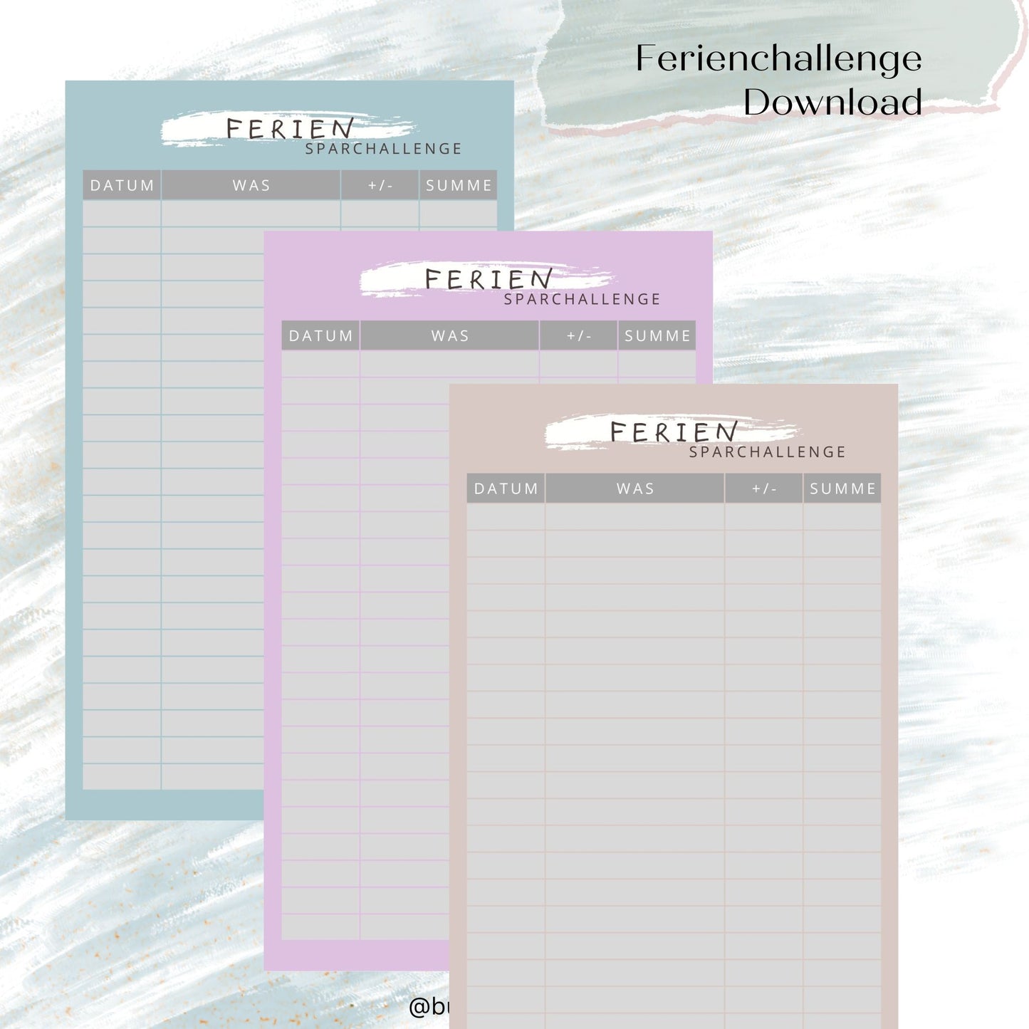 Ferienchallenge - Sparchallenge - Kinder - DOWNLOAD