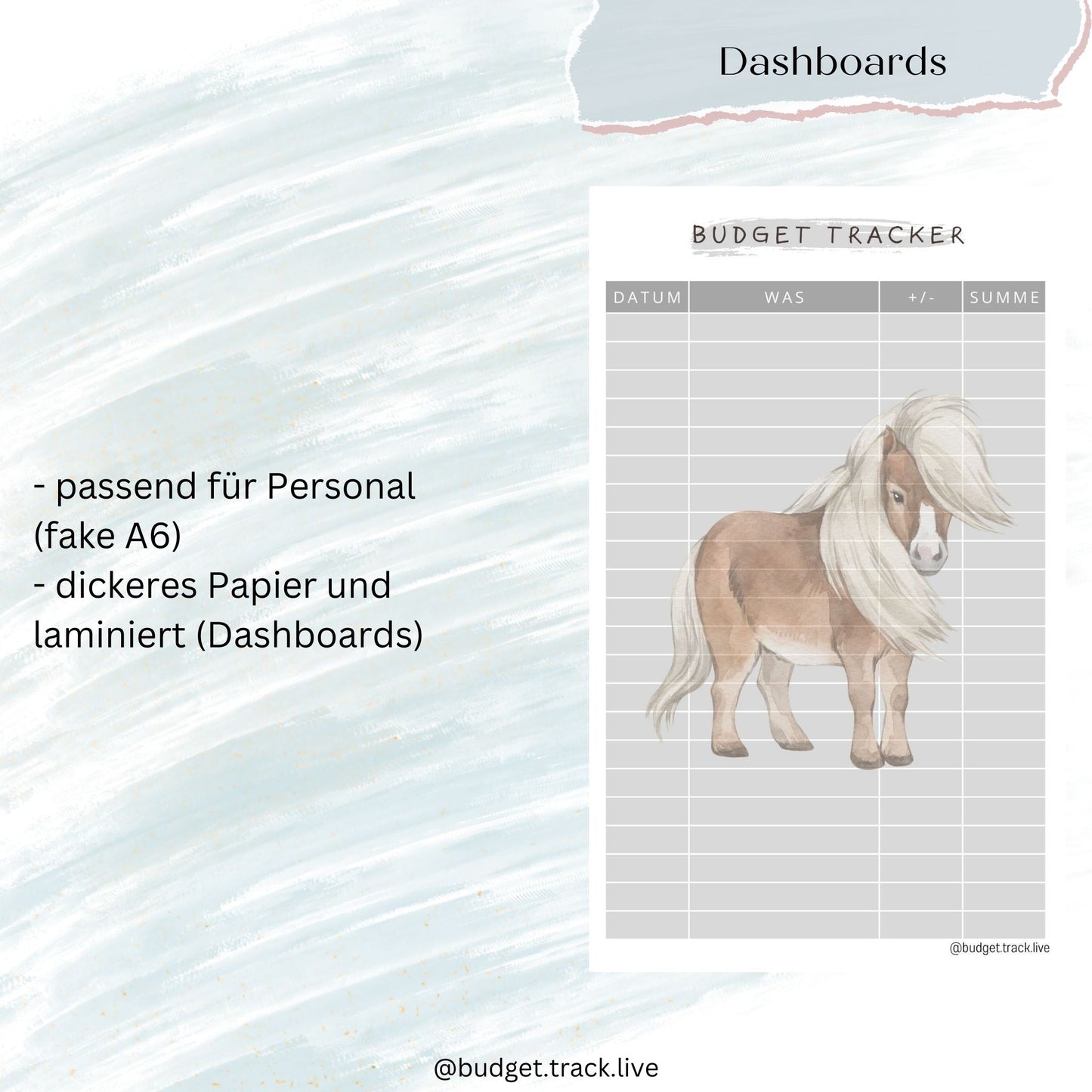 Dashboards - Pferde - Sparbinder