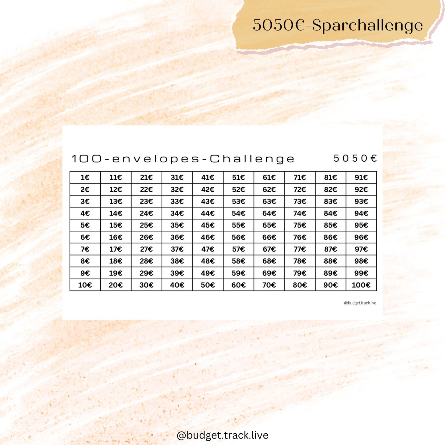 5050€ - 100 envelopes - Sparchallenge