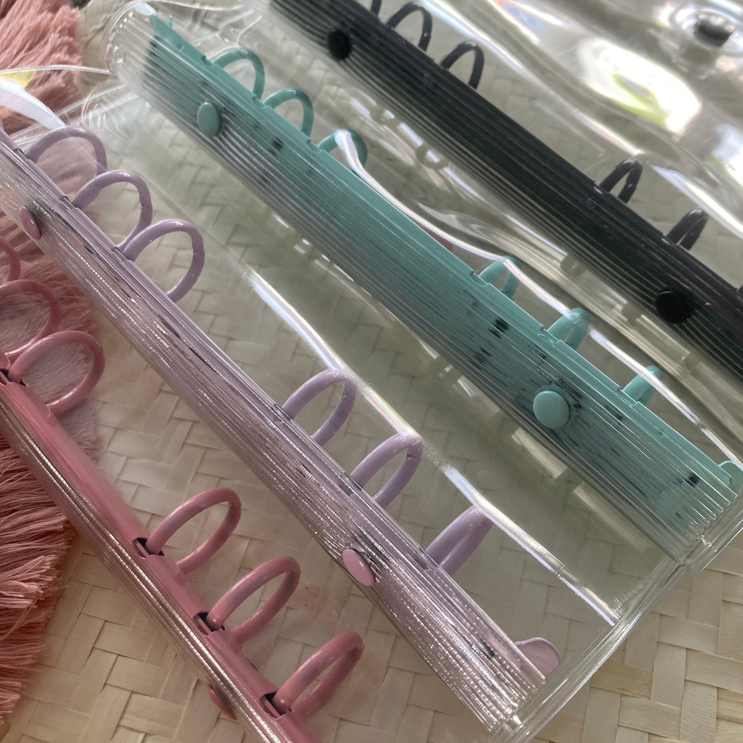 Personal (fake A6) Binder transparent mit farbigen Heftringen