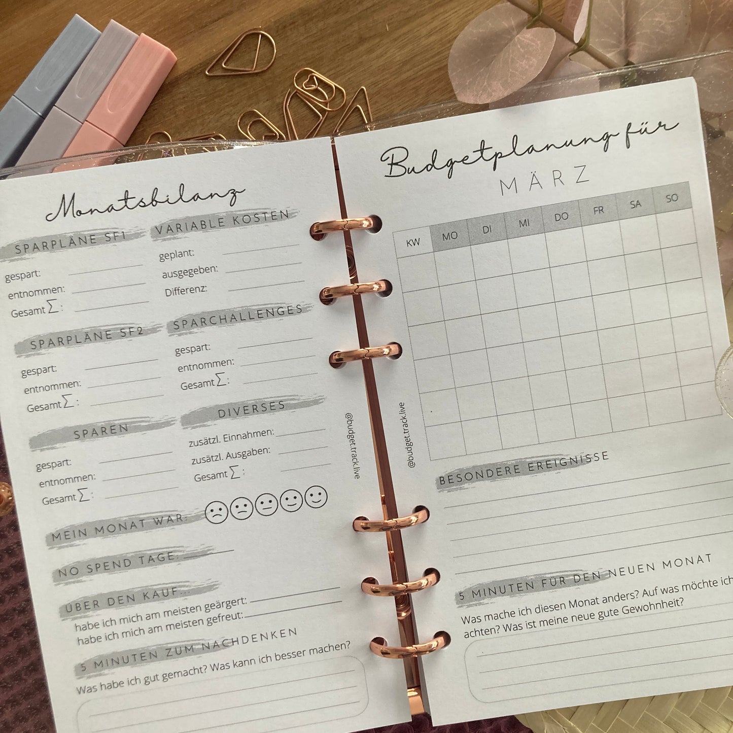 Budgetplaner Personal (fake A6) Einlagen für Binder