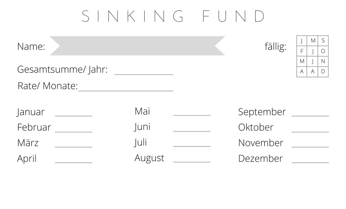 budget sheets - Sinking Fund Tracker A5