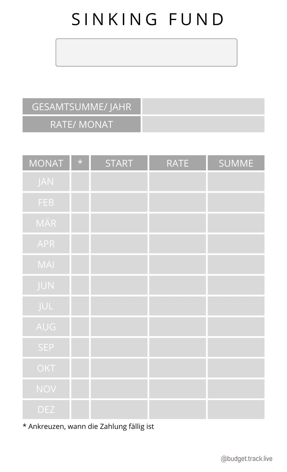 budget sheets - Sinking Fund Tracker A5