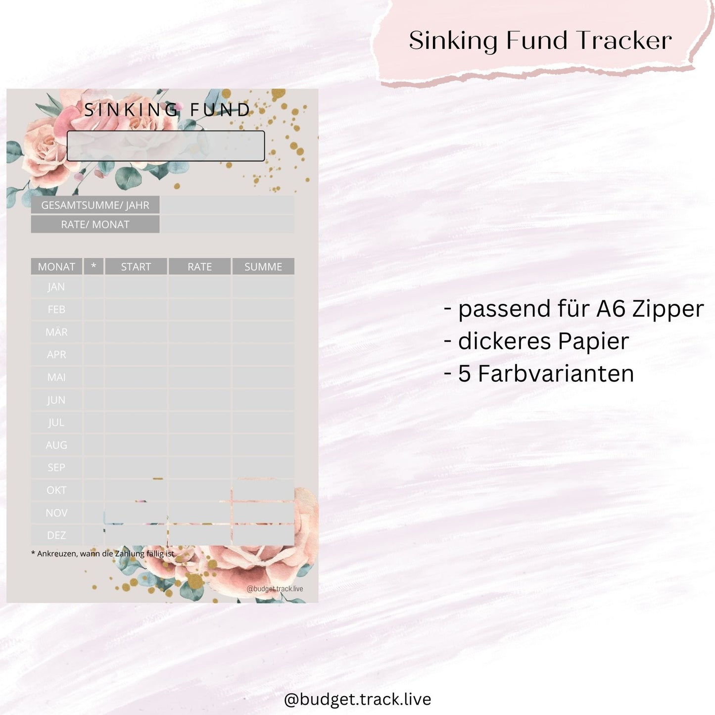 Sinking Fund Tracker - Hochformat