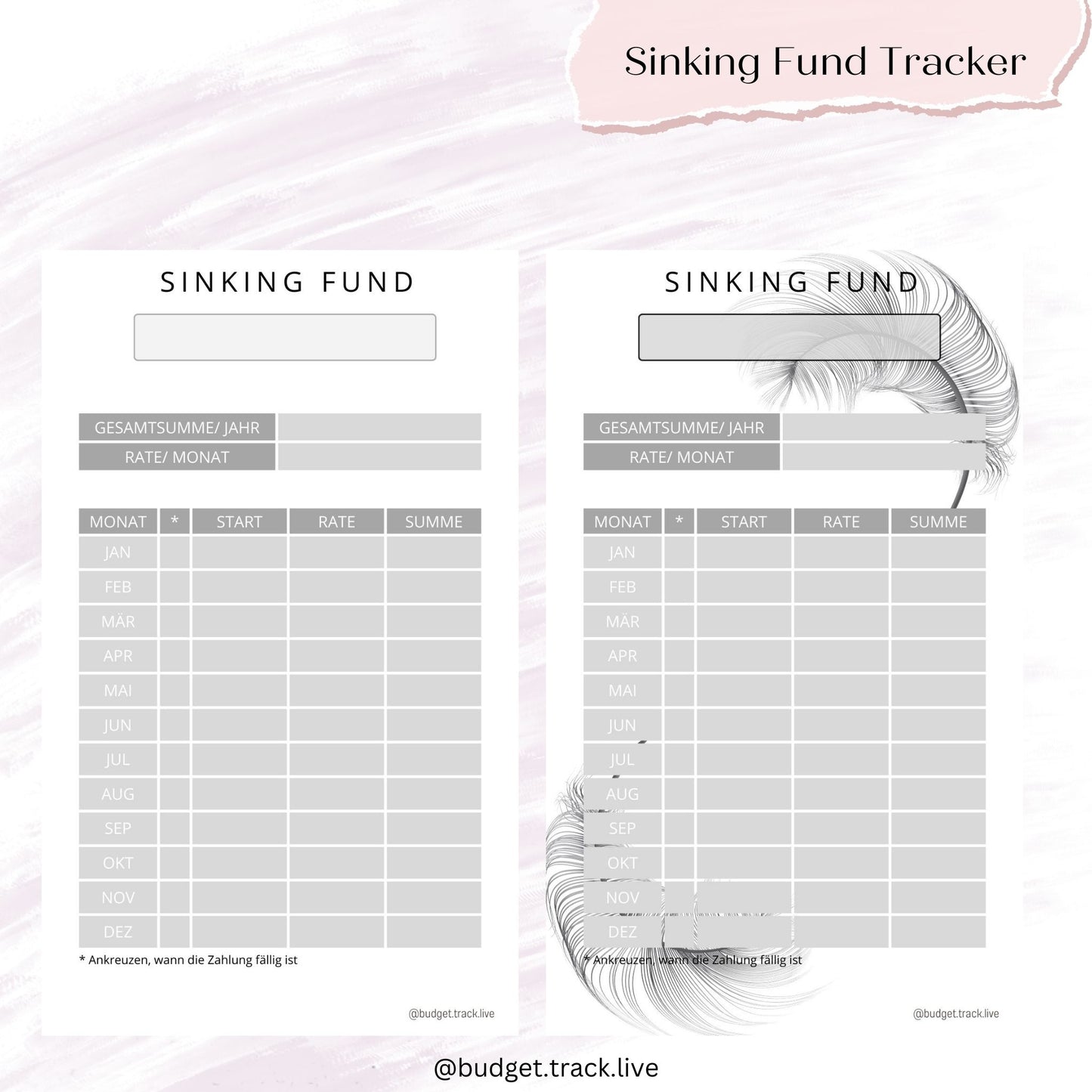 Sinking Fund Tracker - Hochformat