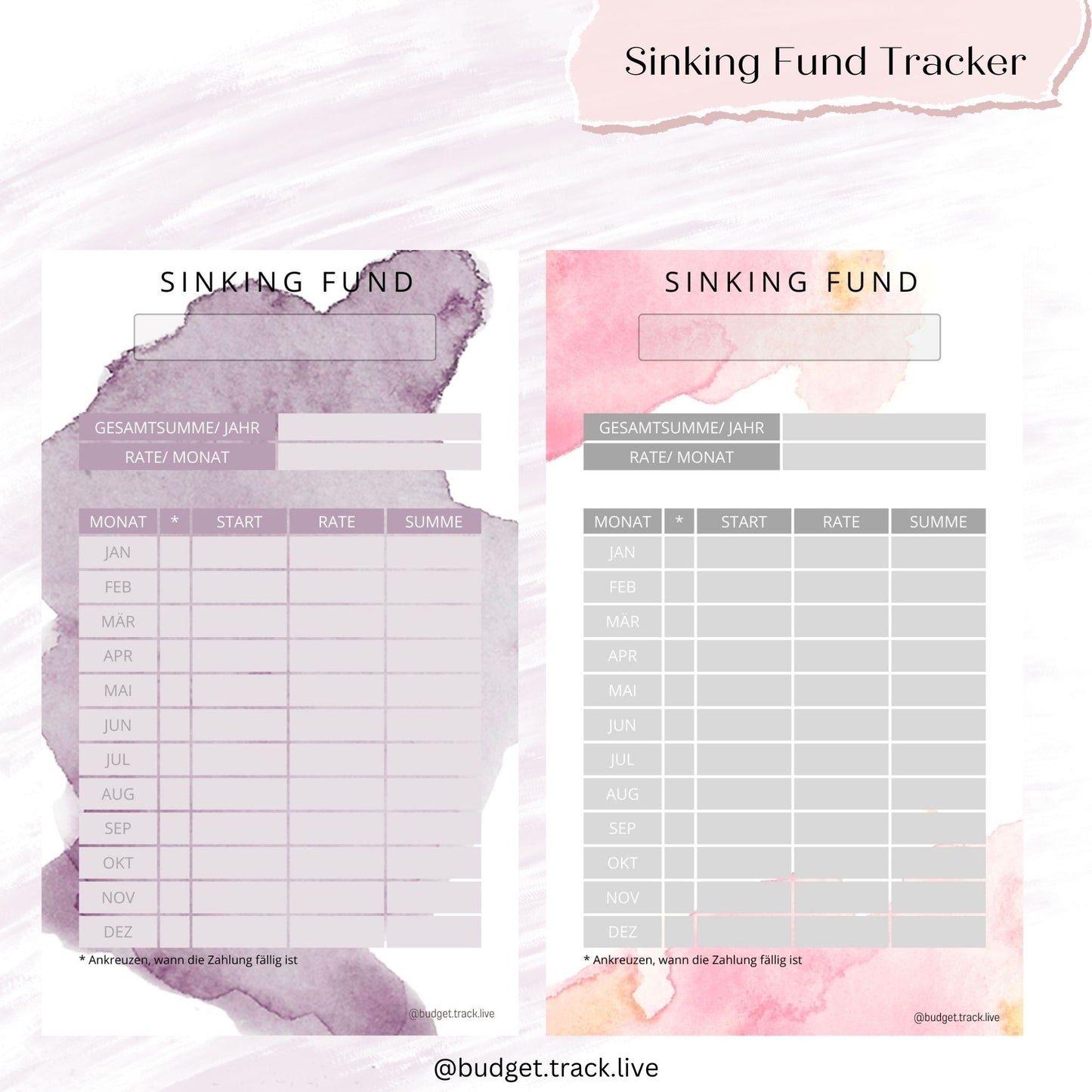 Sinking Fund Tracker - Hochformat