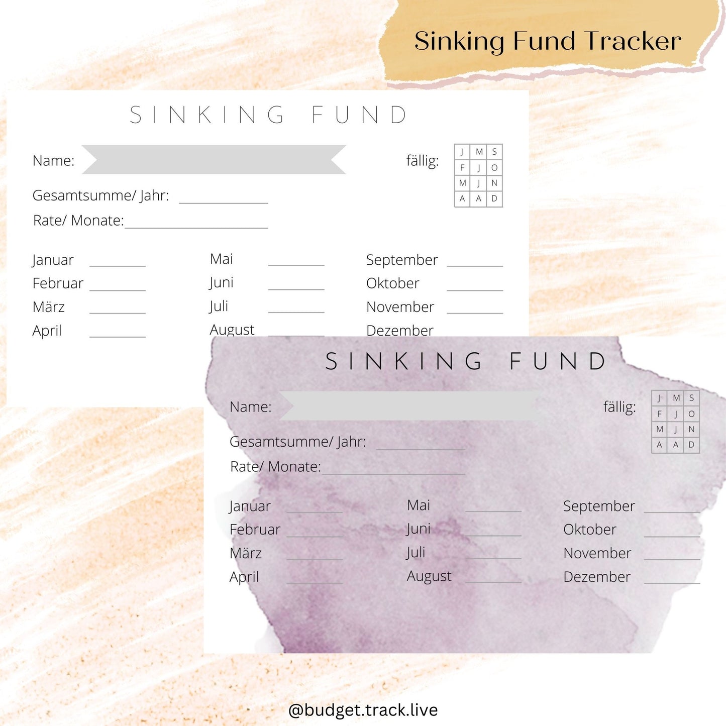 Sinking Fund Tracker - Querformat