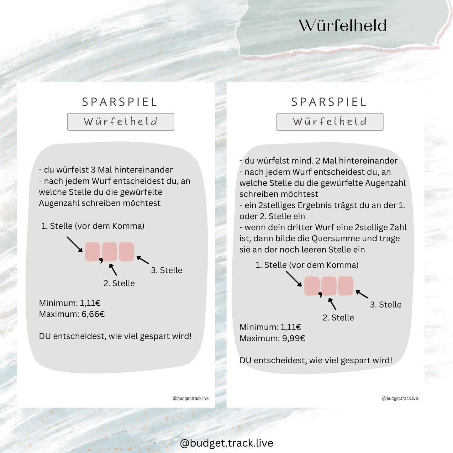 Würfelchallenge "Würfelheld" - Sparspiel