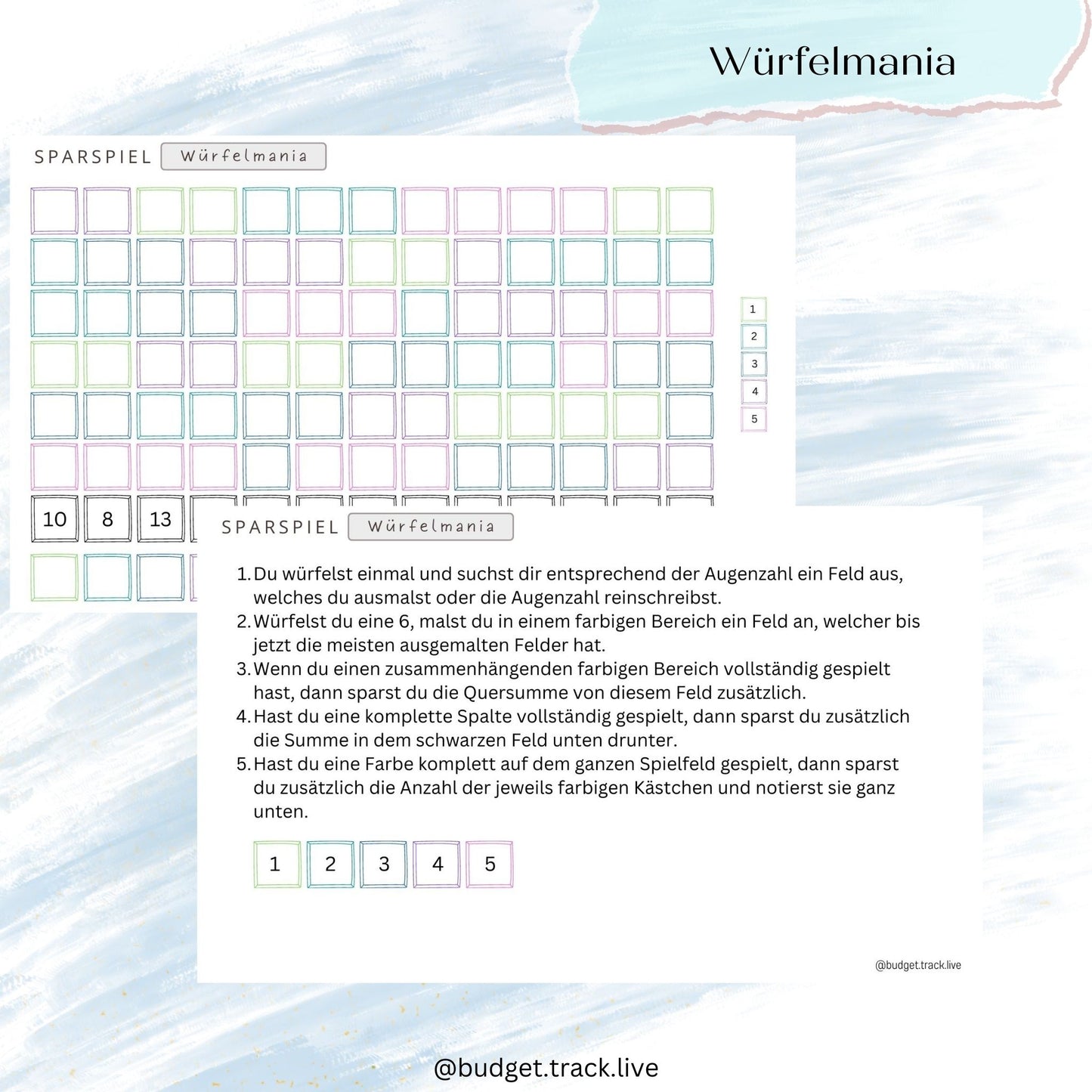 Würfelchallenge "Würfelmania" - Sparspiel