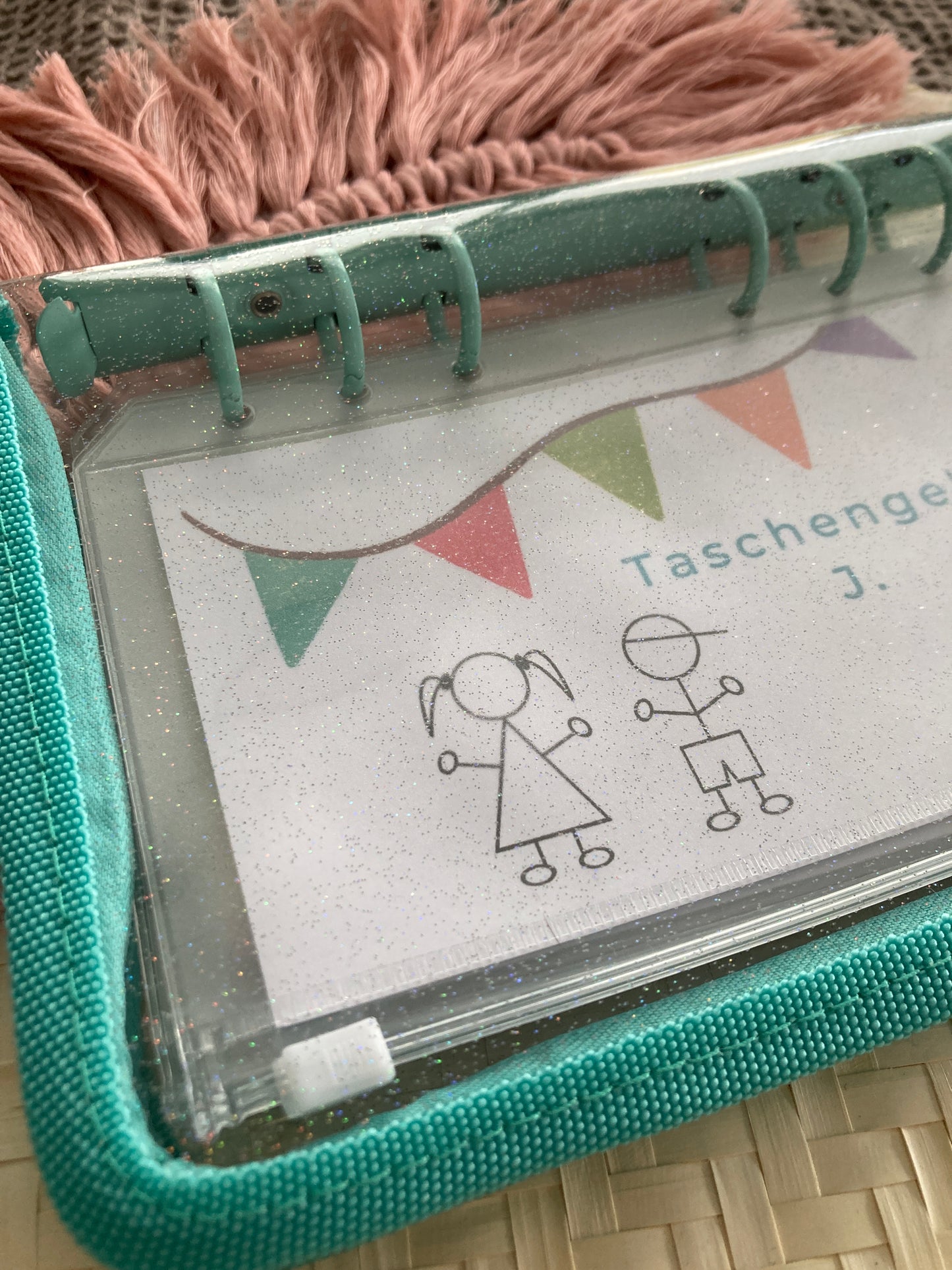 Personal (fake A6) Binder mit Reißverschluss und Glitzer