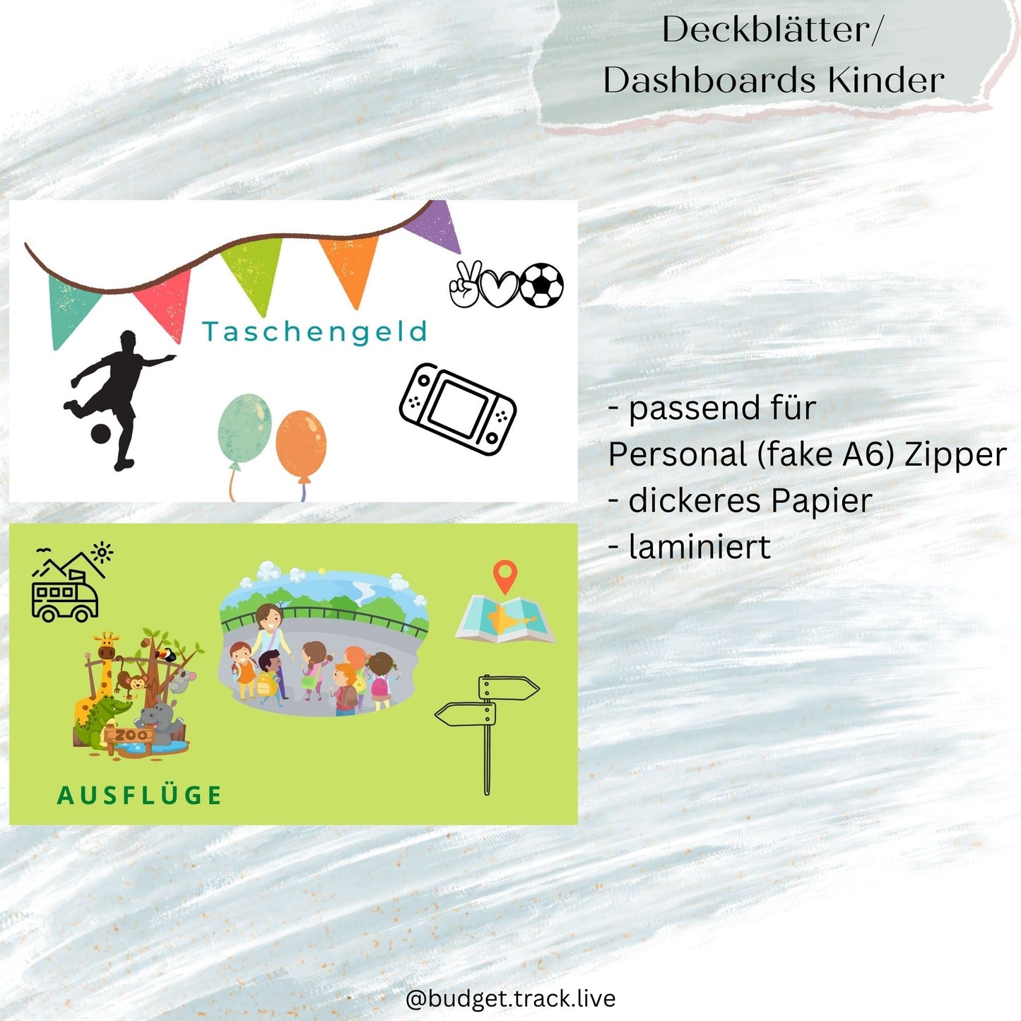 Dashboards/ Deckblatt für Personal Binder (fake A6) - Bindereinlage für Kinder