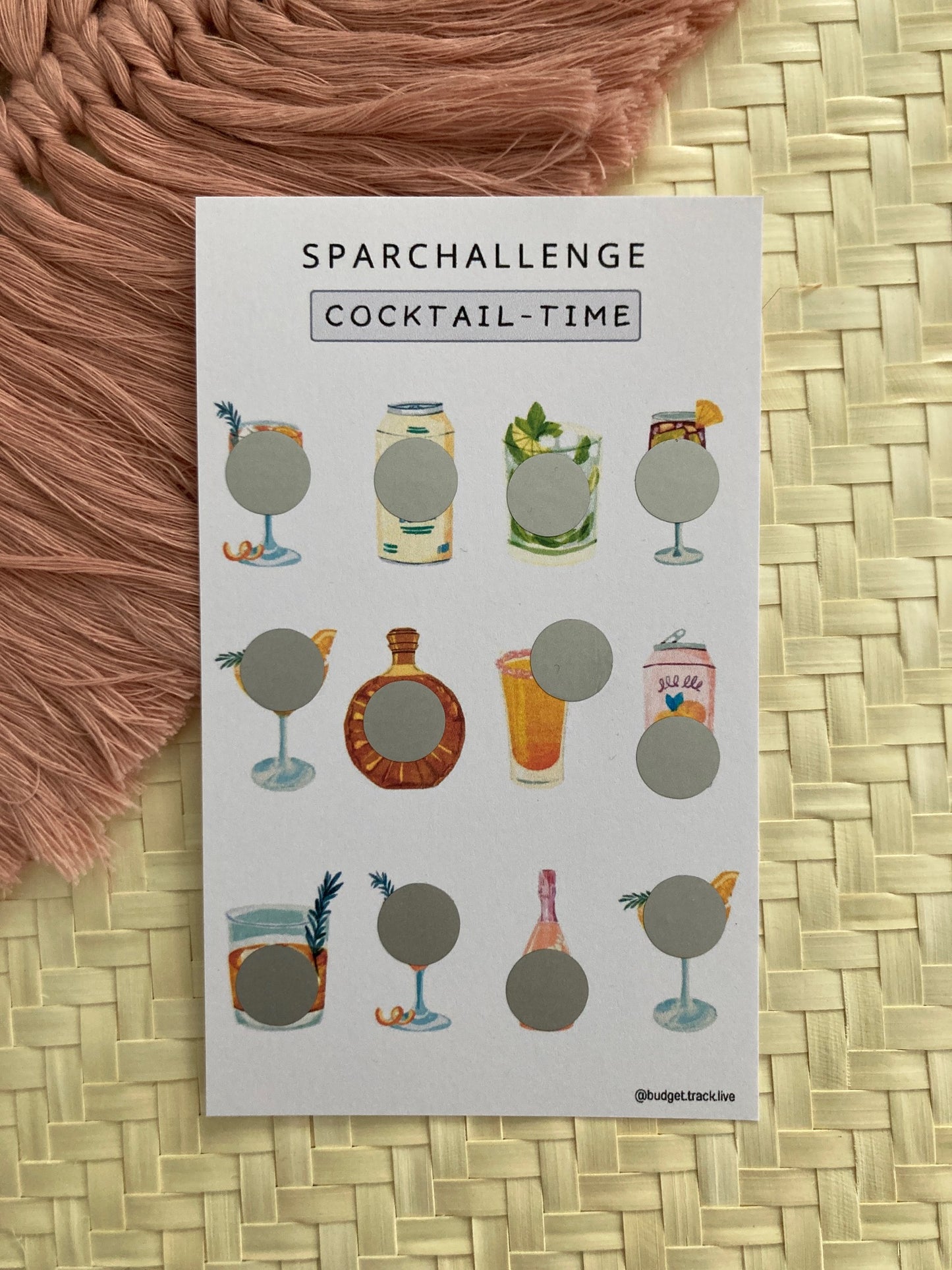 Rubbelchallenge - Sparspiel - Sparchallenge - Kirschbaum - Cocktail-Time